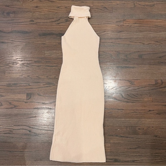 Reiss Sleeveless Turtleneck Roll Neck Cream Cashmere Blend Midi Dress Small - Picture 2 of 11